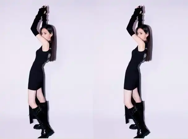 酷飒造型也适合杨颖纯黑搭配霸气侧漏不愧是一线明星颜值