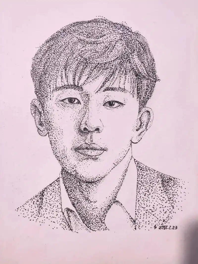 继续画点绘人物!一直不知道西画的这个人是谁?参加同绘 - 抖音
