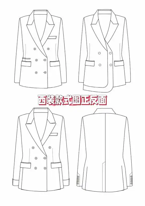 西装款式图正反面