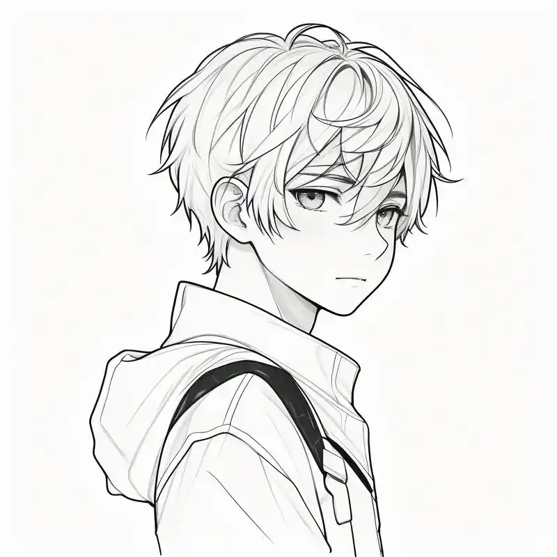 78简约男孩黑白素描头像96