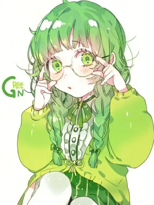 二次元少女绿色系图片