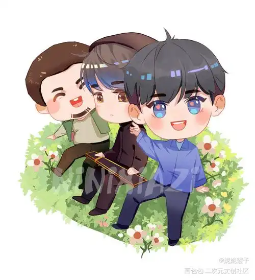 q版铁三角更甜_盗墓笔记手绘q版绘画作品