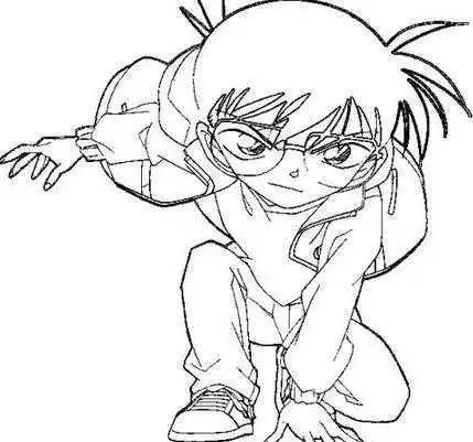 柯南看书的简笔画