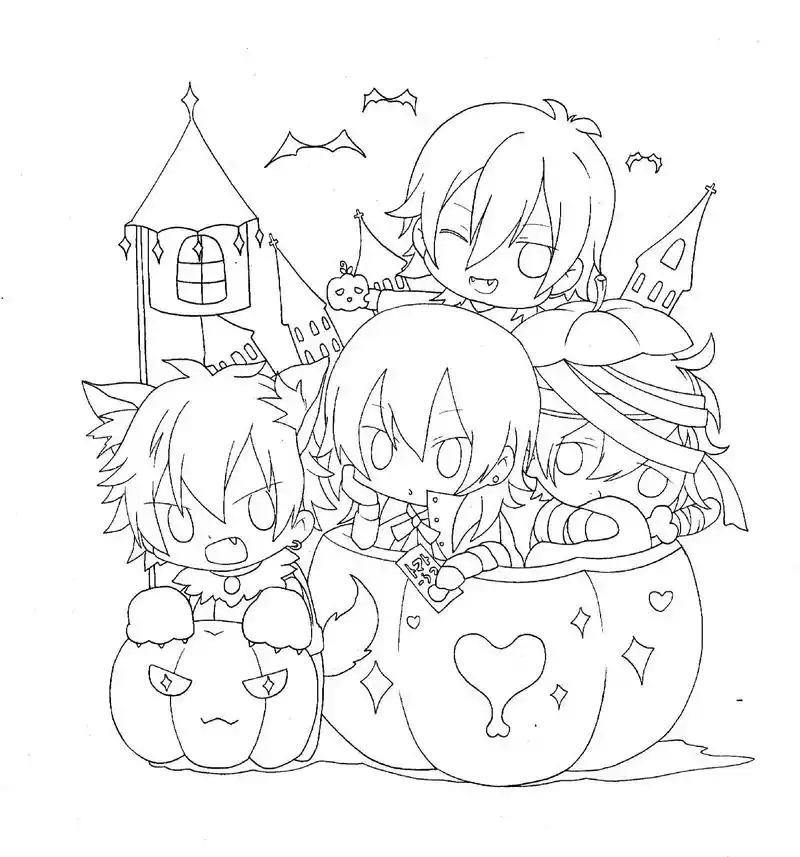 万圣节q版动漫人物组合