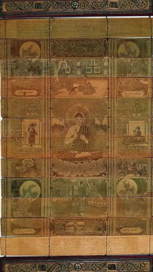 【转载】清代傣文贝叶经《释迦牟尼佛画传》