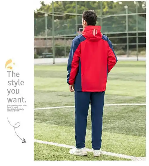 适合高中生大学生穿的冬季班服校服冲锋衣三合一可拆卸加厚外套 蓝色