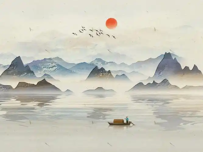 06【摄图网】今天分享一波主题为江南烟雨行舟的古风唯美小清新海报