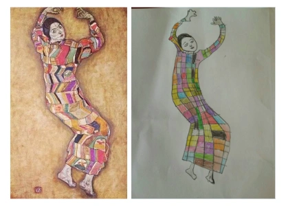 罗城南区小学四年级美术课《模仿画家画一画》作品选