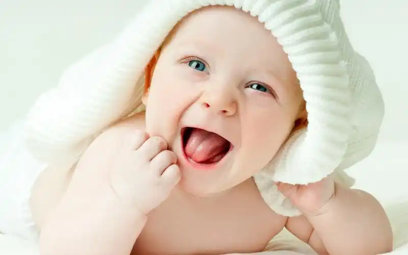 趴着的可爱宝贝宽屏电脑桌面壁纸