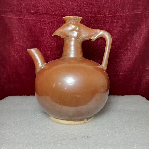 老瓷器高古瓷器宋代定窑紫金釉鸡首壶-古玩古董老瓷器收藏品摆件