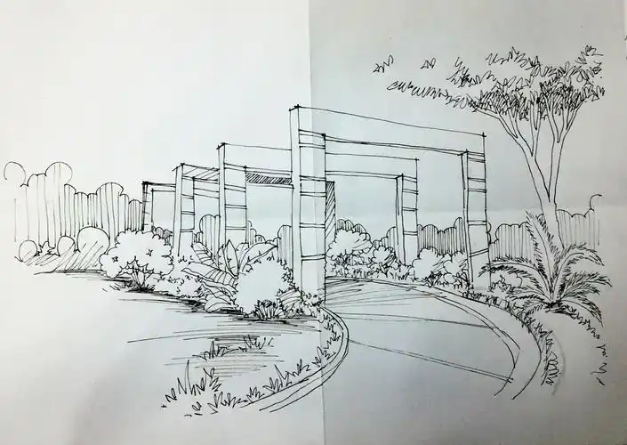 景观小品手绘线稿练习