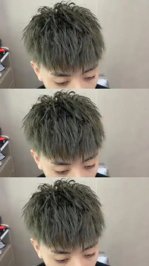 男生摩根烫77亚麻青棕色