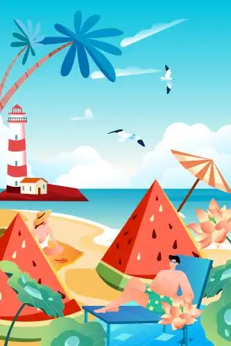 夏天插画矢量图 背景