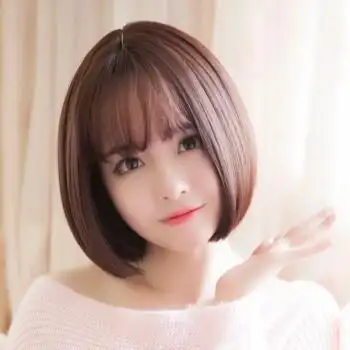 空气刘海直发女生蓬松自然逼真帅气波波bobo头可爱发型自然黑护理套装