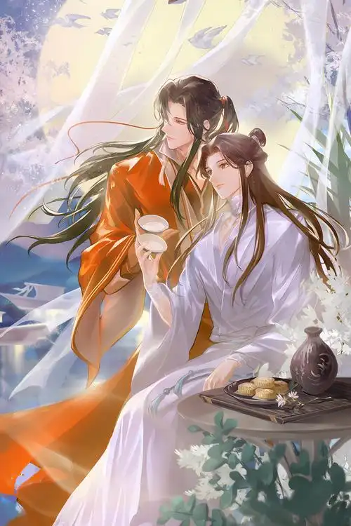 官方自营 天官赐福卷轴天官赐福海报定制壁纸挂画墙纸谢怜花城三郎花