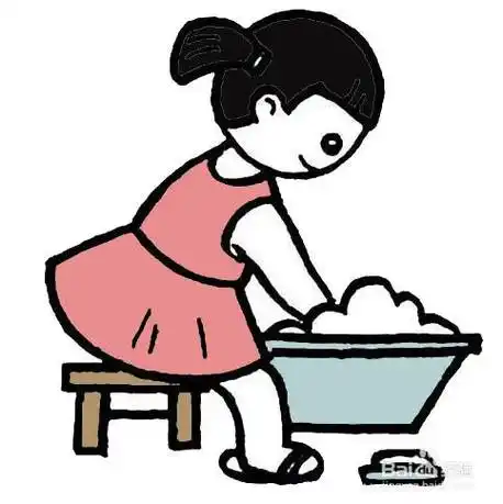 洗衣服的小女孩的画法