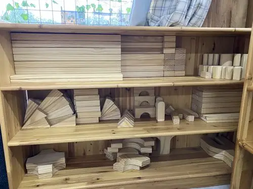 小朋友收拾积木的时候都是按类整整齐齐的摆放呢.