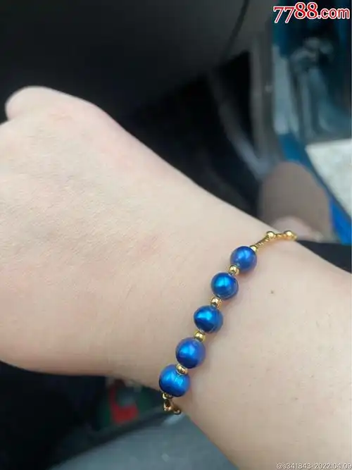 天然淡水珍珠宝蓝色手串手链925银-价格:68元-se86437220-珍珠-零售