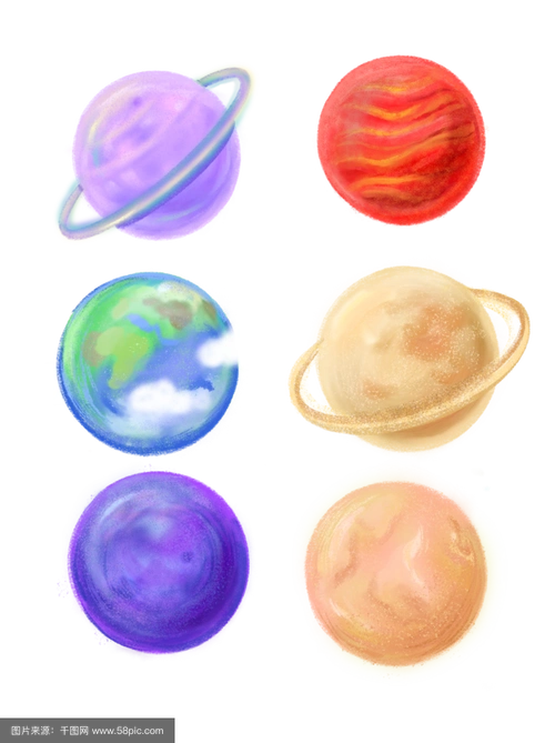 卡通手绘水彩宇宙星球素材套图