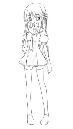 时尚女孩卡通手绘线稿