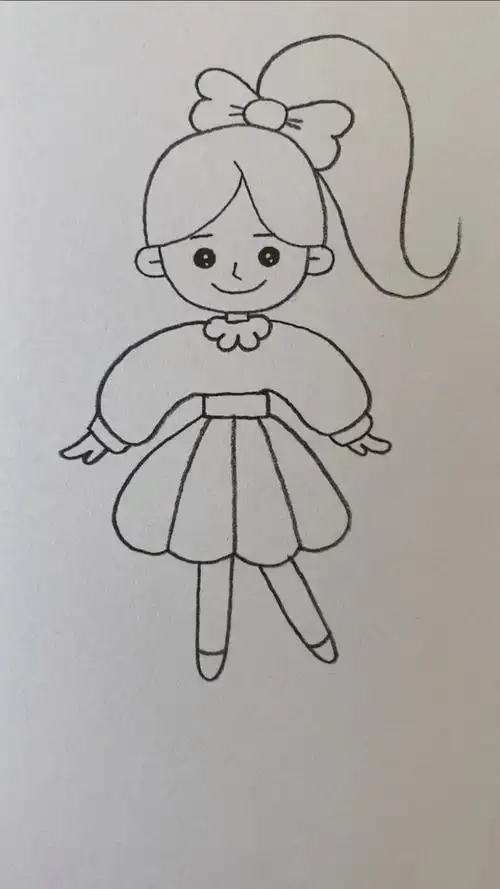 画美丽可爱的马尾辫女孩