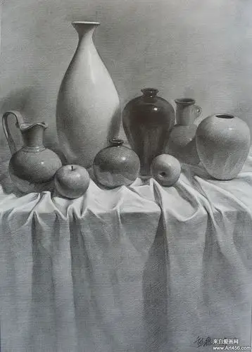 写实素描组合静物作品欣赏