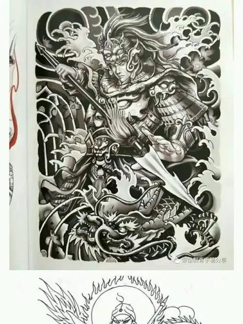 满背赵子龙_纹身图案手稿图片_张云鹏的纹身作品集