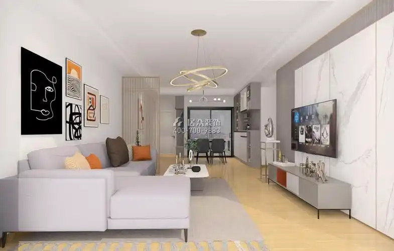 建信天宸花园105平方米现代简约风格平层户型客厅装修效果图