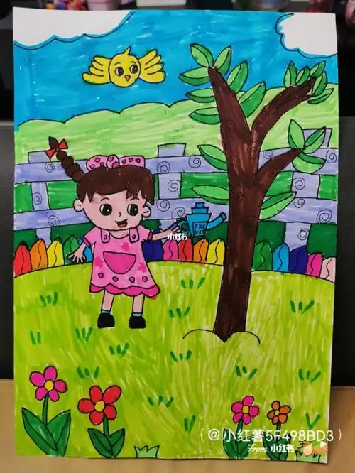 植树节儿童绘画作品