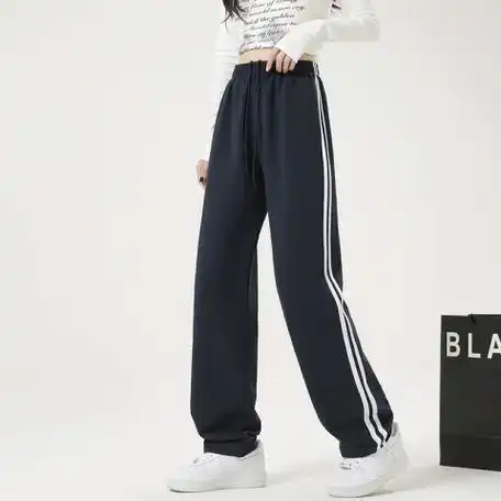 实拍2024夏季新款两条杠校服裤子女学生藏蓝色运动双杠初中校… - 17