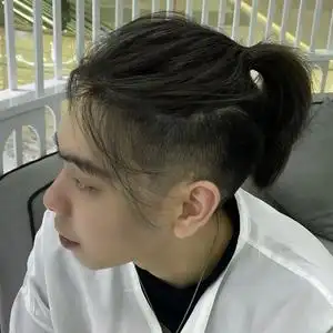 背头马尾男士假发韩版帅气武士头顶补发片隐形无痕接发真发假发男