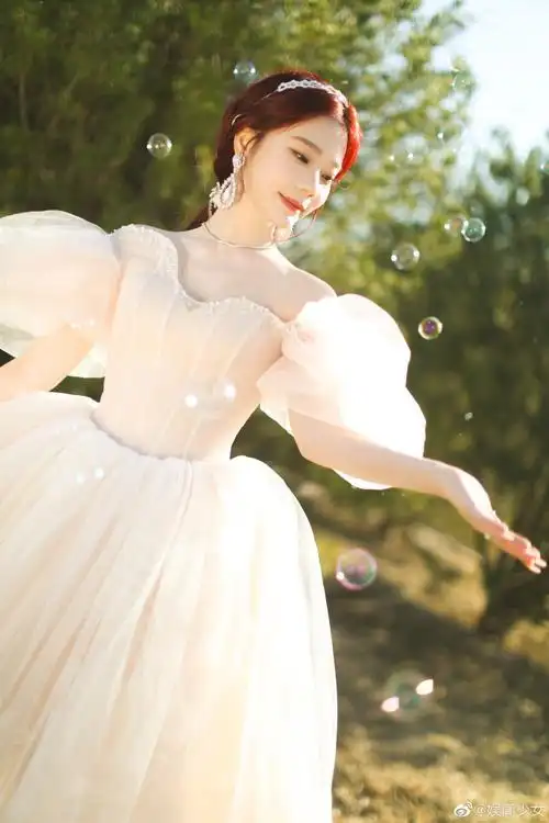 张紫宁金粉刺绣公主裙#@张紫宁zining的礼服让人能瞬间感受到优延与