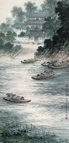 名家山水画《烟雨图》欣赏