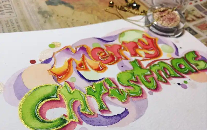 【水彩】圣诞节pop字体手绘