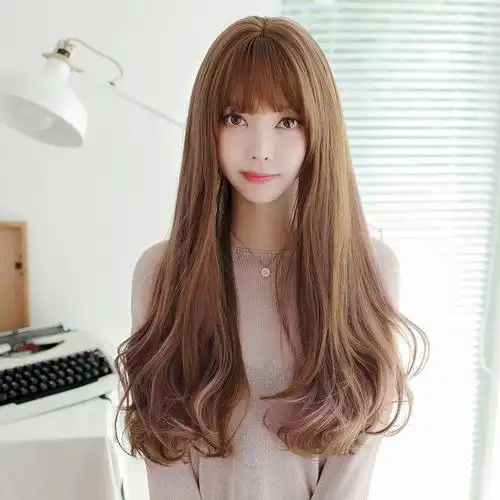 片希假发套女全头逼真长卷发大波浪空气刘海时尚韩版自然气质全头套