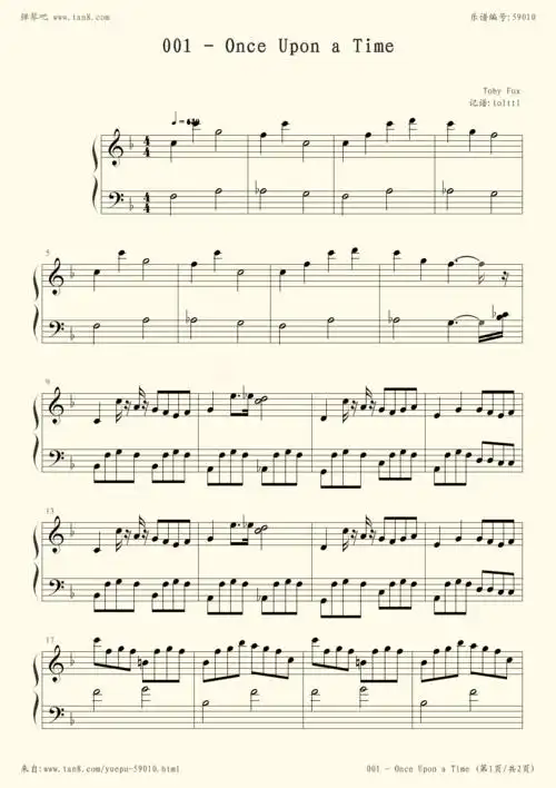 钢琴谱:undertale合集001 - once upon a time