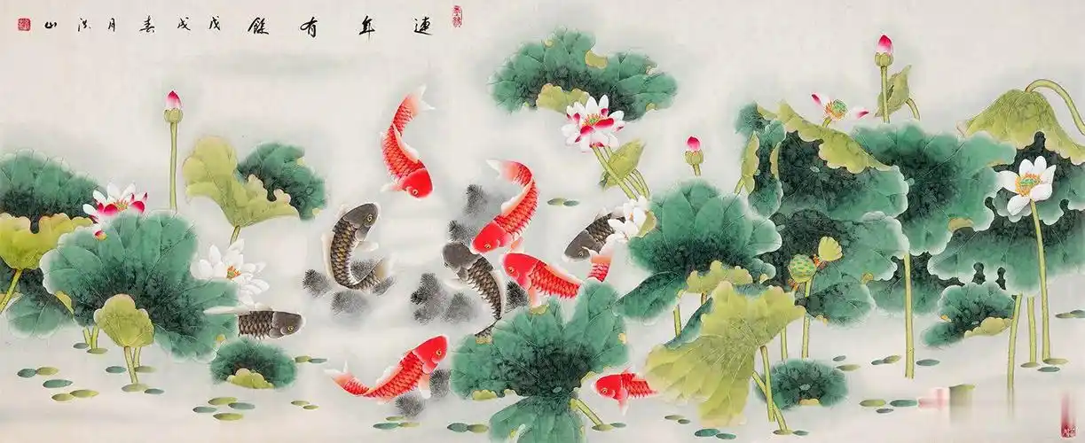 旺运又招财,家居吉祥风水画九鱼图解读