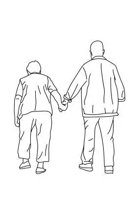 白头偕老的卡通简笔画