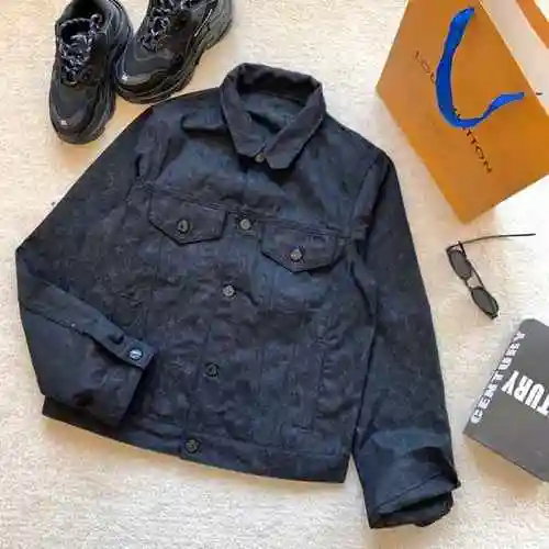 lv 2023s早春新款!黑色暗纹提花牛仔外套