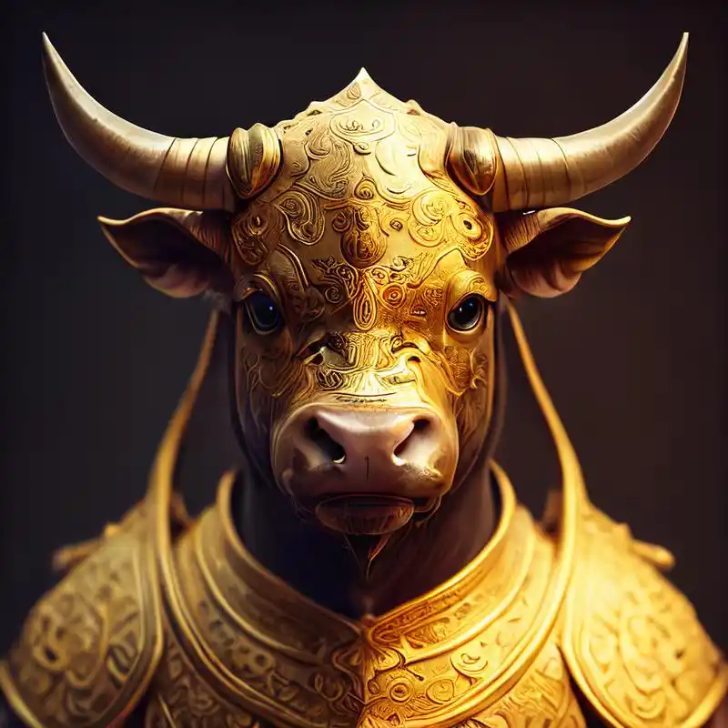百度ai绘图黑科技#可爱的拟人化,牛在金色的盔甲,中国十二生肖,肖像