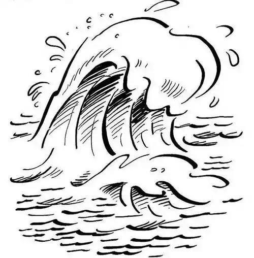 海浪简笔画步骤教程大海的海浪简笔画6款手绘蓝色海浪矢量素材海浪简