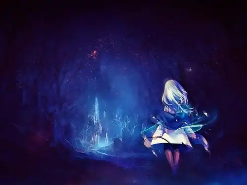 场景唯美梦幻的二次元卡通壁纸,治愈系美少女,温馨可人