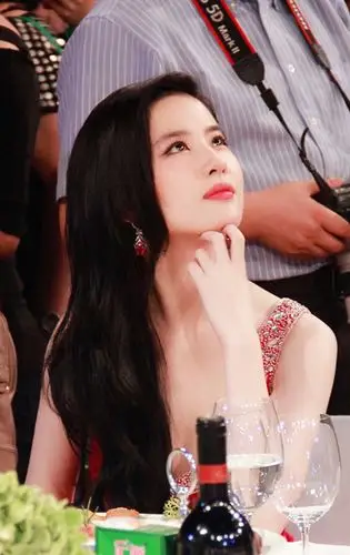 刘亦菲芭莎慈善夜红裙经典系列(三)温瑞安大师在见到刘亦菲真人后,对