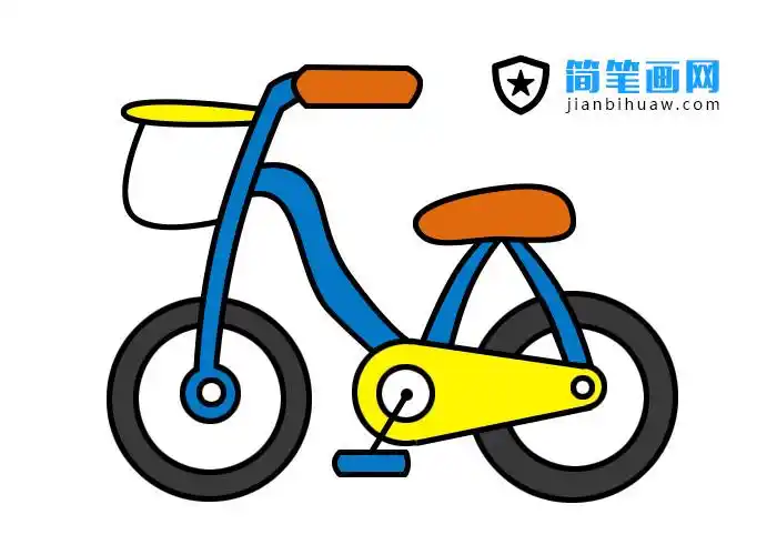 儿童自行车简笔画图片含上色分解步骤