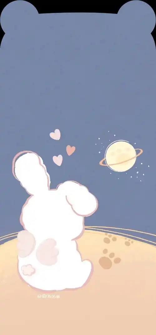 蓝色治愈系可爱壁纸小鹿乱撞是神明到访