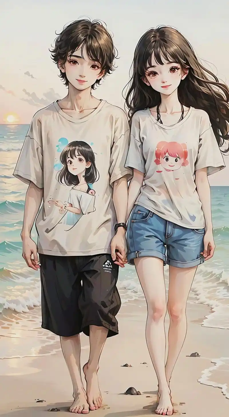 男孩和女孩,正脸,微笑 ,浪漫,一对情侣手牵 - 抖音