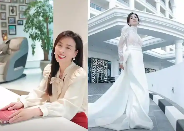 53岁张庭去迪拜买房,一袭红裙站在建筑前,网友:真得意啊