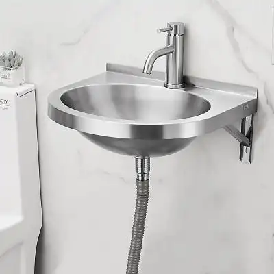 古达304不锈钢面盆家用小户型卫生间洗脸盆阳台挂墙式洗手盆台盆