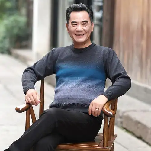 爸爸毛衣男40-50岁秋冬款中年男士冬装中老年男装针织衫秋装上衣