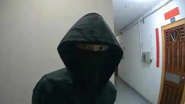 然而当庭证据显示,董某经预谋身着深色雨衣,戴黑色头套,以"快递"为由